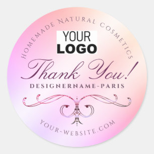 Verziertes Logo mit Farbabweichung in Rosa Runder Aufkleber