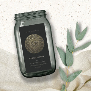 VERZIERTES MANDALA SILVER PALE GOLD BLACK CANDLE E