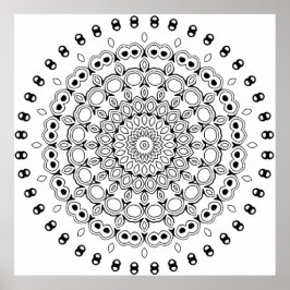 Verziertes mehrschichtiges Mandala mit Blatt- und  Poster