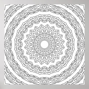 Verziertes mehrschichtiges Mandala mit gewelltem R Poster