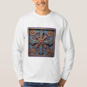 Verziertes Mittelalterkreuz Mandala T-Shirt
