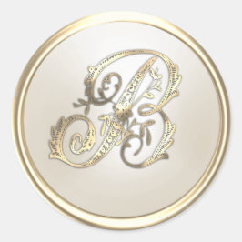 Verziertes Monogramm B Klassische Runde für Gold u Runder Aufkleber