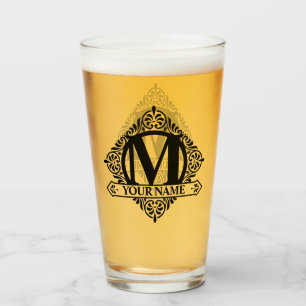 Verziertes Monogramm-Designglas Glas