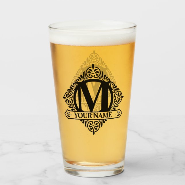 Verziertes Monogramm-Designglas Glas (Vorne (Gefüllt))