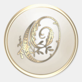 Verziertes Monogramm für Gold und Elfenbein O Runder Aufkleber