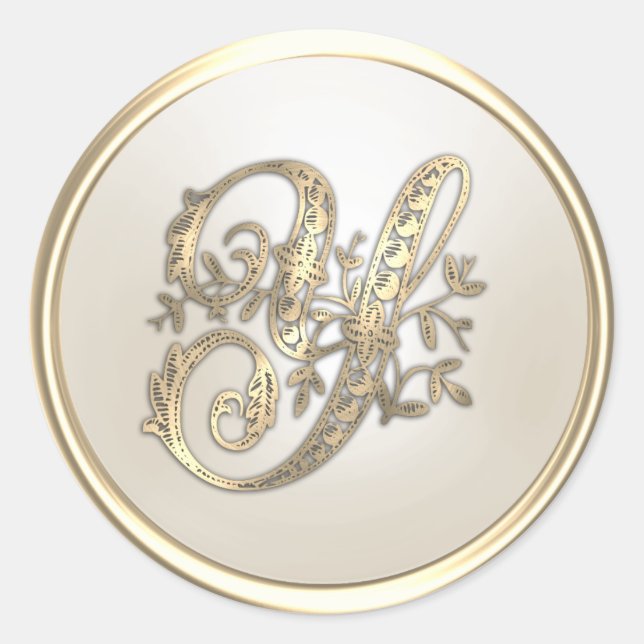 Verziertes Monogramm für Gold und Elfenbein Y Runder Aufkleber (Vorderseite)
