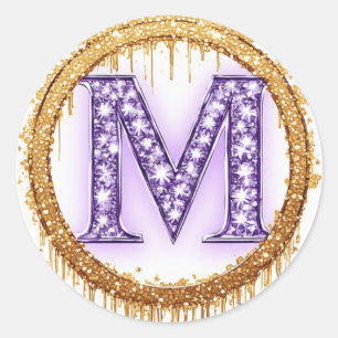 Verziertes Monogramm M Hochzeitsgeschenk Idee Runder Aufkleber