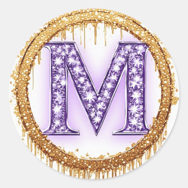 Verziertes Monogramm M Hochzeitsgeschenk Idee Runder Aufkleber (Vorderseite)
