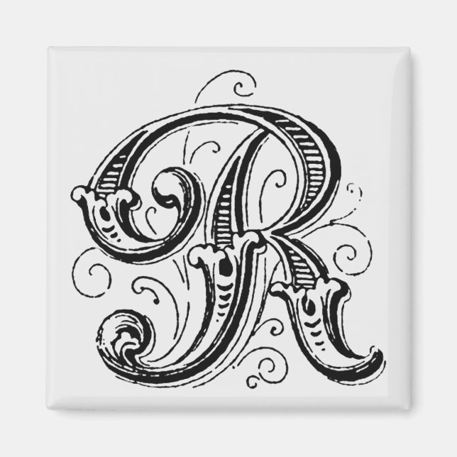 Verziertes Monogramm "R" - Magnet (Vorne)