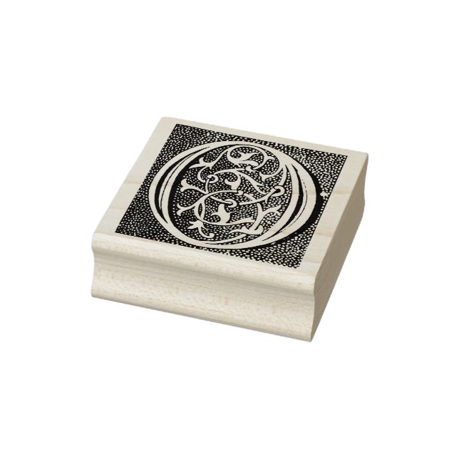 Verziertes Monogramm Vintager Anfangsbuchstabe O Gummistempel (Stempel)