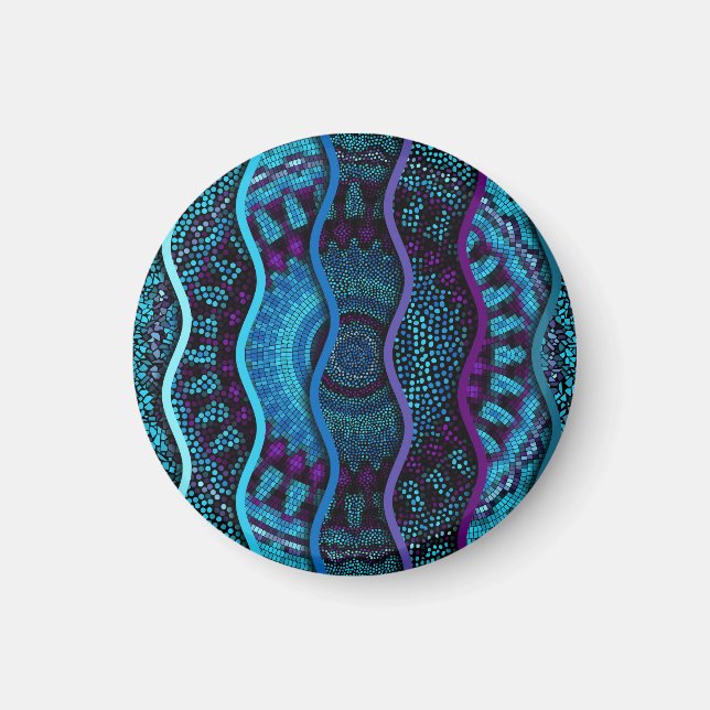 Verziertes Mosaik: Relief Wellen Textur. Magnet (Vorne)