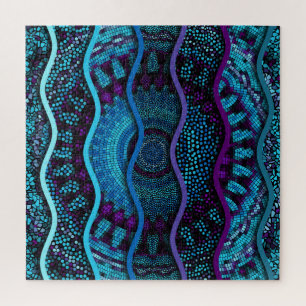 Verziertes Mosaik: Relief Wellen Textur. Puzzle