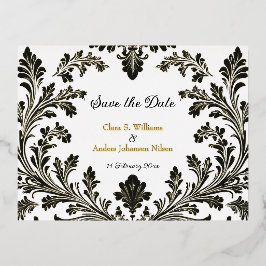 Verziertes Motiv Goldhochzeit, Save the Date, Folien Feiertagspostkarte