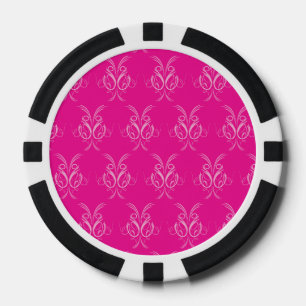 Verziertes Muster in heiß rosa Pokerchips