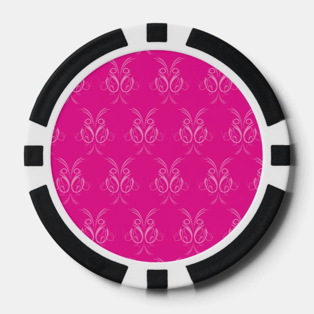 Verziertes Muster in heiß rosa Pokerchips (Vorderseite)