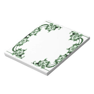 Verziertes Notizblock mit Blumenwirbeln