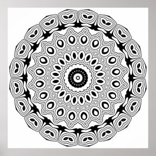 Verziertes oval Motiv Mandala Malvorlage Design Poster
