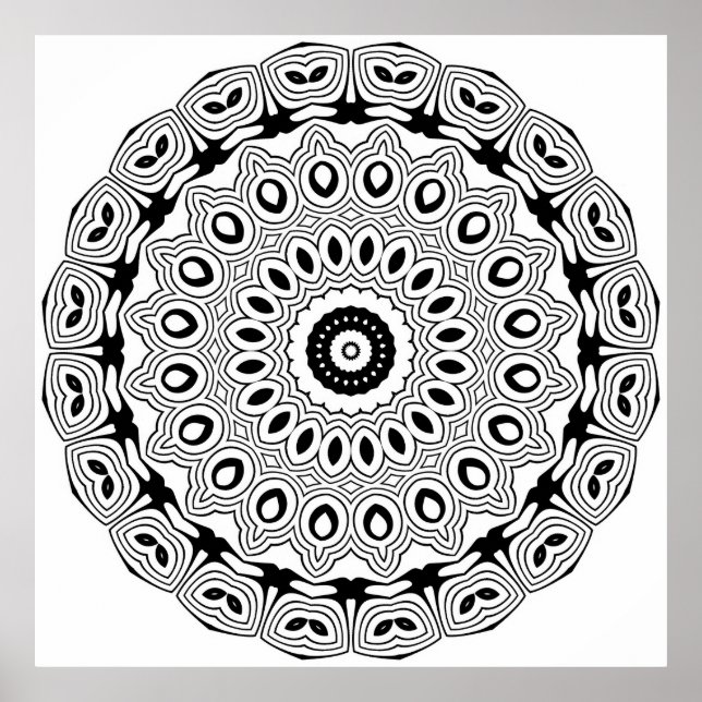Verziertes oval Motiv Mandala Malvorlage Design Poster (Vorne)