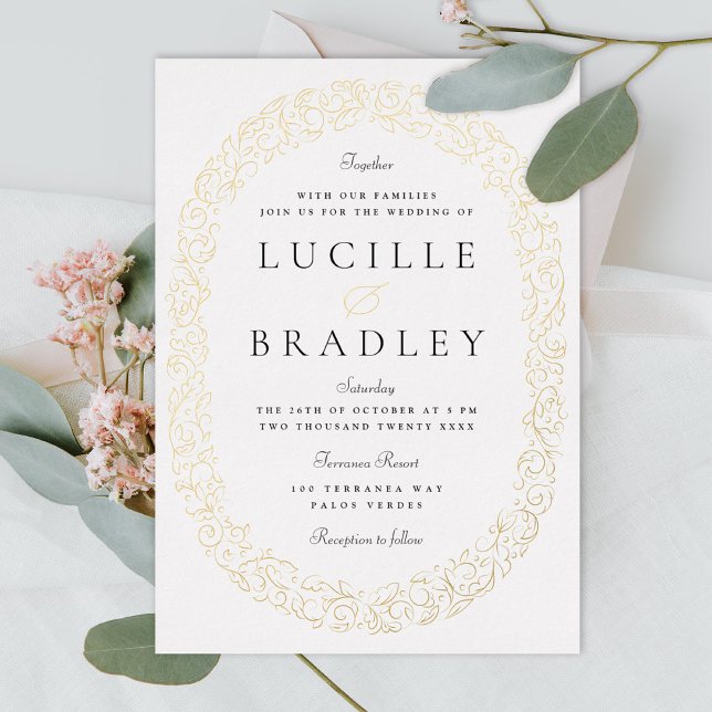 Verziertes Oval von Scrolling-Blätter Folieneinladung (Von Creator hochgeladen)