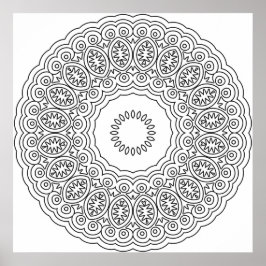 Verziertes ovales Medaillon-Mandala-Ringmuster Kun Poster