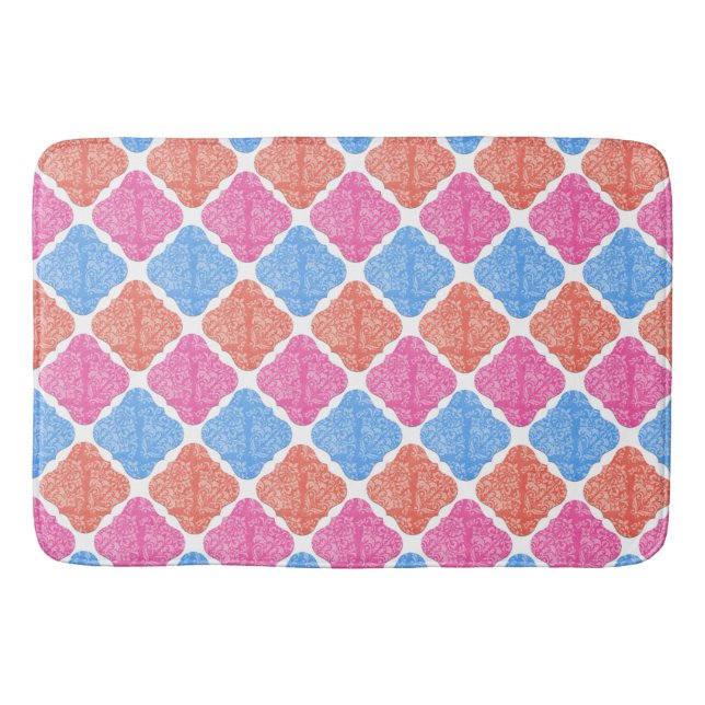 Verziertes Patchwork-Diamanten-Muster Badematte (Vorderseite)