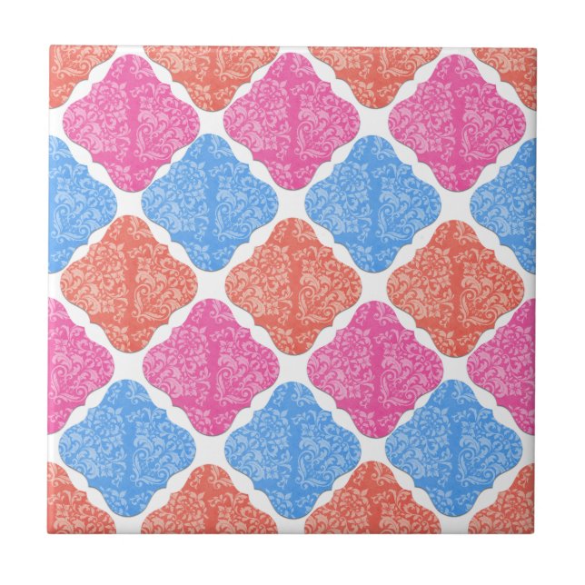 Verziertes Patchwork-Diamantmuster Fliese (Vorderseite)