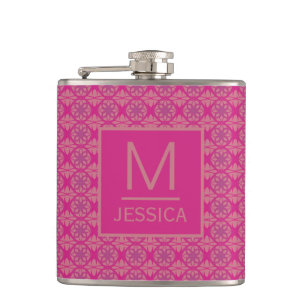 Verziertes Rosa Lila Geometrisches Muster Personal Flachmann