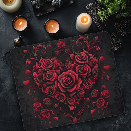 Verziertes Rose Herz auf Damask Gothic Mousepad