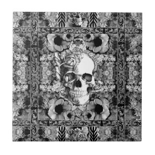 Verziertes Rosenschädelmuster Fliese