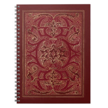 Verziertes Rot- und Gold-Frame-Notebook