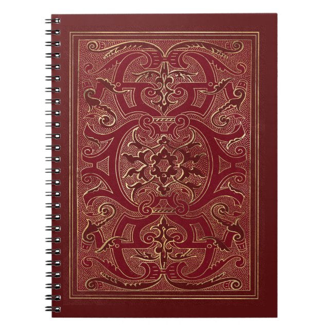 Verziertes Rot- und Gold-Frame-Notebook Notizblock (Vorderseite)