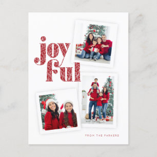 Verziertes Rotes Joyful Foto Collage Weihnachten/F Postkarte