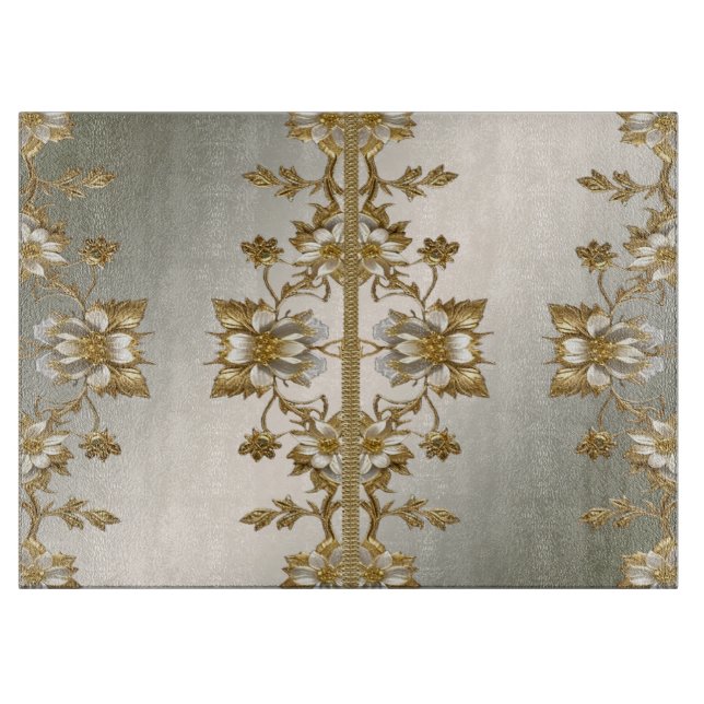 Verziertes Schneidboard aus weißem Flor Schneidebrett (Vorderseite)