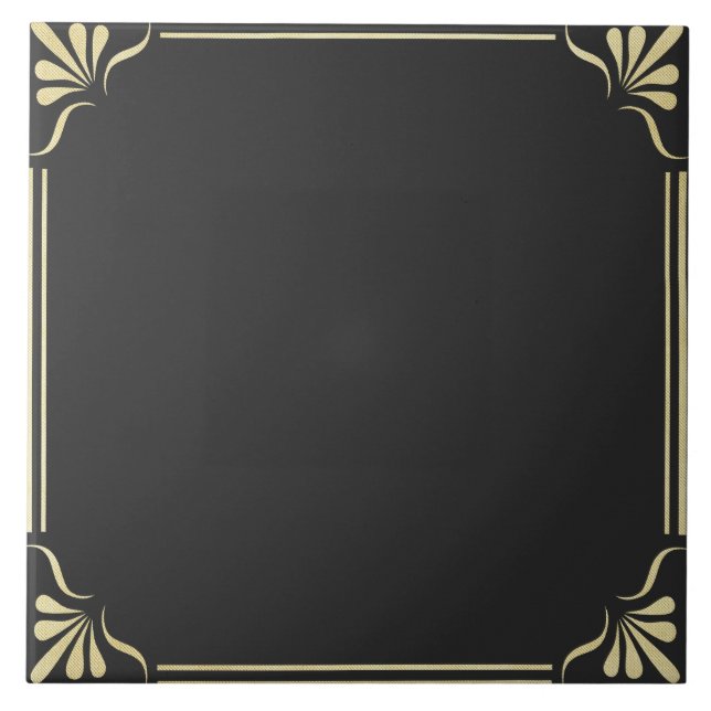 Verziertes Schwarz-Gold-Design Fliese (Vorderseite)