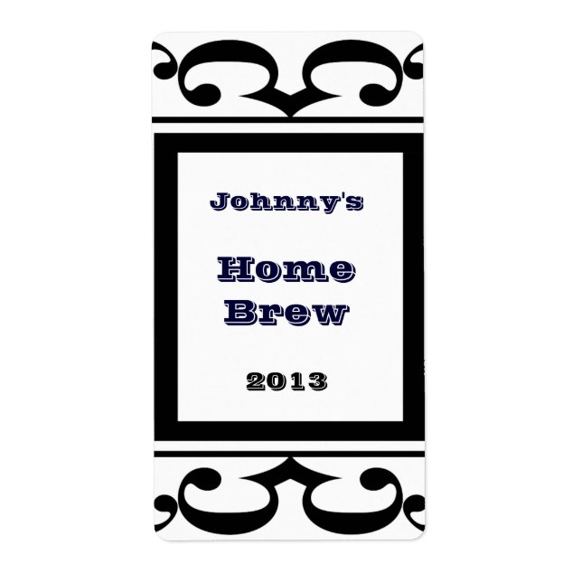 Verziertes Schwarz-Weiß-Bieretikett (Vorne)