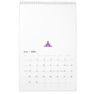 Verziertes, symmetrisches Design mit lila, rosa un Kalender
