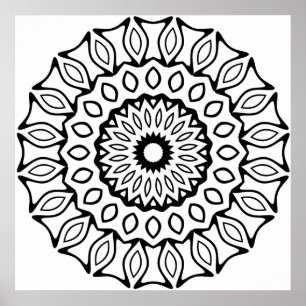 Verziertes Torbogen- und Blatt-Ring-Mandala-Muster Poster