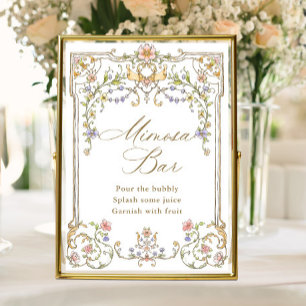 Verziertes Viktorianisches Grace Floral Mimosa Bar Poster