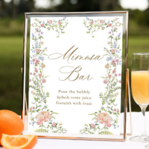 Verziertes Viktorianisches Grace Floral Mimosa Bar Poster