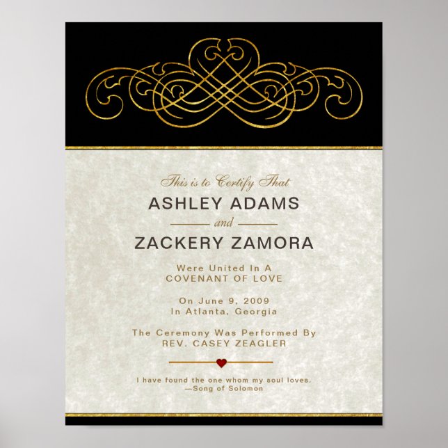 Verziertes Viktorianisches zeitgenössisches Hochze Poster (Vorne)