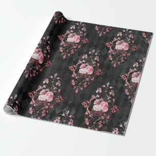 Verziertes Vintage-Rosen-Harlekin-Muster Geschenkpapier