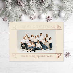 Verziertes Vintages Motif Weihnachts-Foto Elfenbei Folien Feiertagskarte