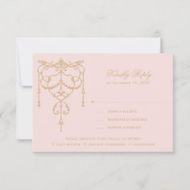 Verziertes Vintages Rosa Paris RSVP Karte