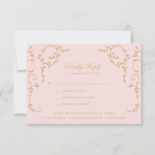 Verziertes Vintages Rosa Paris RSVP Karte