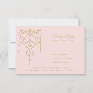 Verziertes Vintages Rosa Paris RSVP Karte