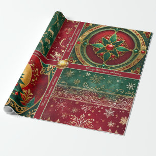 Verziertes Weihnachtspapier mit Text Geschenkpapier
