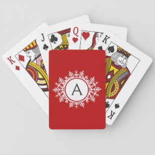Verziertes Weißes Schneeflockenmonogramm auf festr Spielkarten