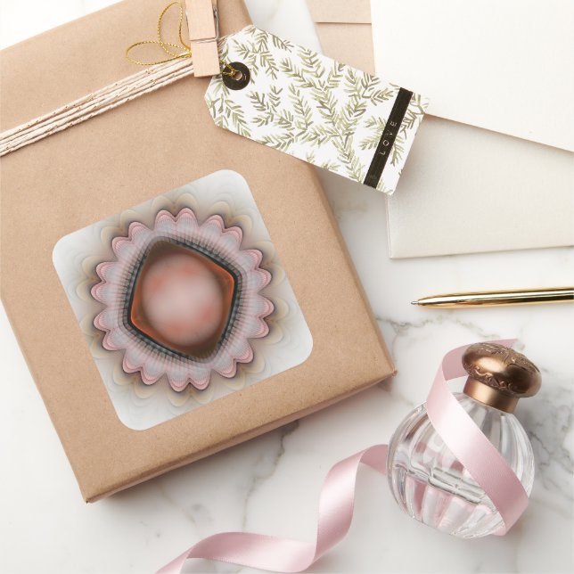 Verzierung aus leuchtendem rotem Kristall Quadratischer Aufkleber (Schenken)