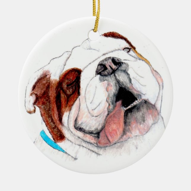 Verzierung, Bulldoggen-Zeichnen Keramik Ornament (Vorne)