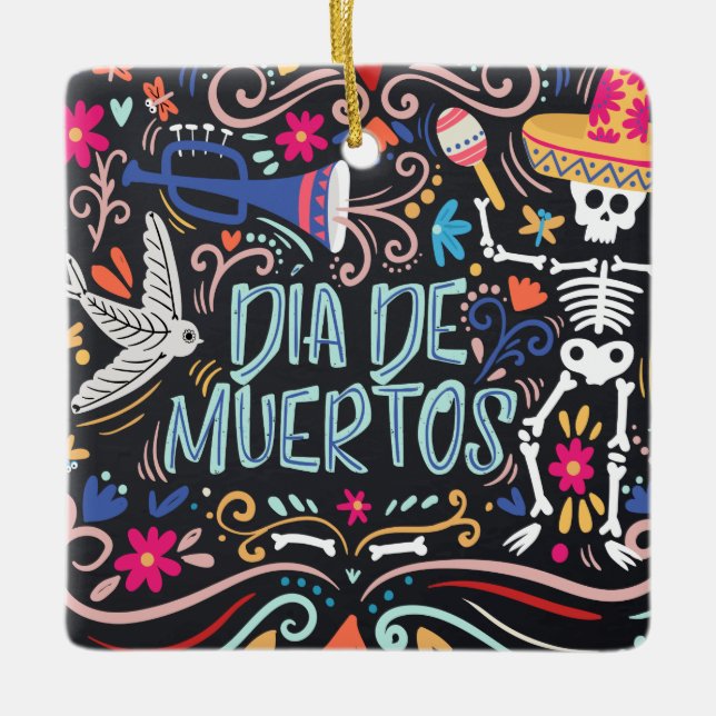 Verzierung Colorful Dia de Los Muertos | Keramikornament (Vorderseite)